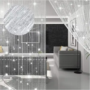 4 count String Curtains Glitter Fringe Curtains for Window Doorways 79 x 39 Inch Door Divider Strip Tassel for Wedding Engagement Party Decor Living Room()
