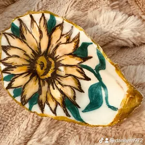 Hand Painted Oyster Shell Jewelry Holder - Home Organizer