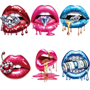 Lip Pattern Heat Transfer Vinyl Sticker, 6 Counts/set Diy Material Handcraft Washable Iron on Sticker, Diy Clothing Decoration for T-shirt, Jeans, Jacket, Backpack, Clothes, Hat