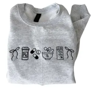 Pharmacy Icon crewneck| Pharmacist icons sweatshirt | Embroidered | gifts for pharmacy techs pharmacists, pharmacy tech gift pharmacist gift
