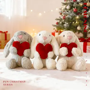 Bunny Stuffed Animal, Huggable Stuffed Animal, Soft Rabbit Plush Toy with Holding Heart, Perfect Valentine's Day Gift for Him & Her, Ideal for Anniversaries & Birthdays