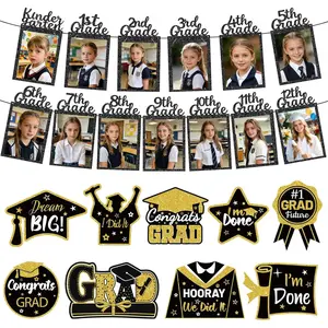 Graduation Decorations 2026, Graduation Party Supplies & Class of 2026 Decor Kit, Pre-Strung Photo Banner & Congrats Grad Card, K-12 Picture Display for Middle High School and College Decor