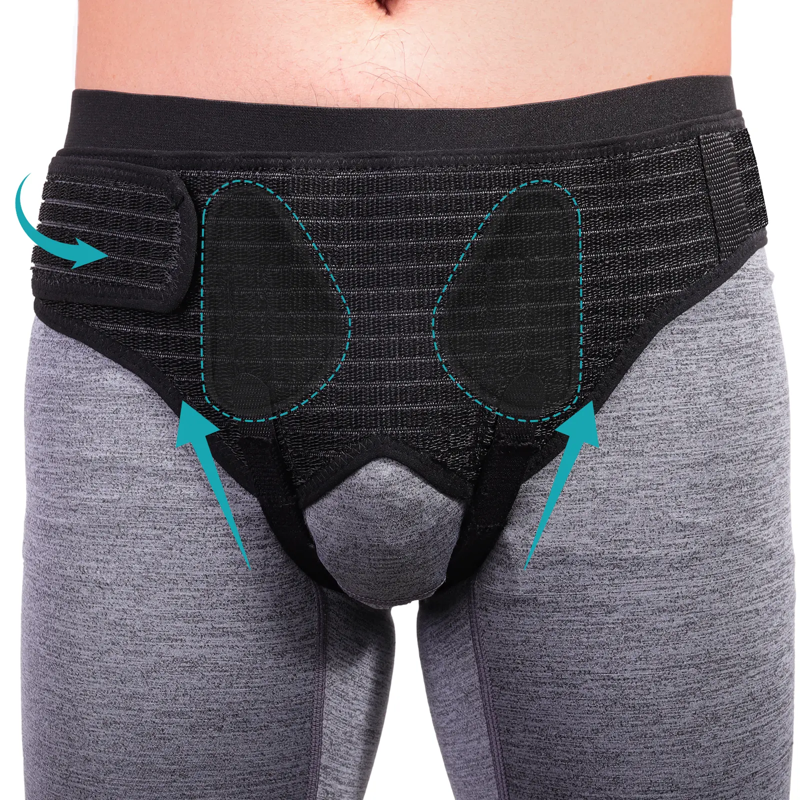 Adjustable Inguinal Hernia Support Belt with Removable Compression Pads, Breathable Groin Support Brace for Men & Women, Lightweight Everyday Compression Support for Walking, Work, Exercise and Daily Activities