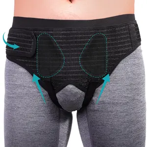 Medical Grade Inguinal Hernia Belt, Adjustable Support Truss with Thick Compression Pads, Universal Fit for Men and Women, Suitable for Left & Right Side Groin and Femoral Use, Comfortable Daily Wear Hernia Support Strap in Black