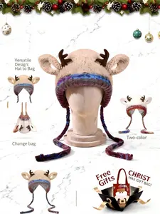 Original design, a Christmas reindeer antler hat with a strong Valentine's Day theme multi-functional. Made of knitted material, warm and windproof, suitable for the whole family. Fits adults with various head sizes. A perfect choice for New Year's gifts.