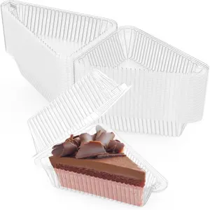 Pieces of 5 Inches Plastic Cake Slice Containers with Hinged Lids, for Home, Bakery and Cafe