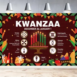 1Pc, 5x3ft Kwanzaa Backdrop Happy Kwanzaa Banner For African American Traditional Heritage Holiday Kwanzaa Festival Party Decoration Photography Background Ornaments White