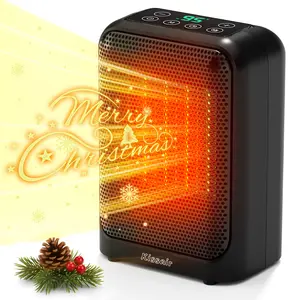 KISSAIR Ceramic Fast-Heating Space Heater: 24-Hour Timer + LED Display, Overheat & Tip-Over Protection (Safer), Quiet DC Motor, Eco/Sleep/Child Lock Modes, Precise NTC Sensor (77°F - 95°F) — For Bedrooms, Offices, Small Apartments, Bathrooms