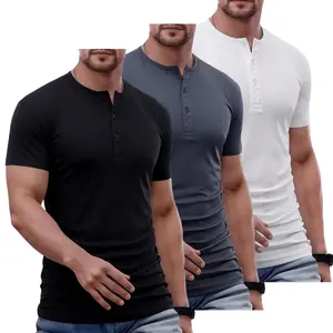 Men’s Henley-collar polo shirt — stretchable rowing sportswear (sizes 38–48). Quick-drying, lightweight, breathable, and smooth; solid color slim fit. Suitable for everyday summer wear, Y2K styling, and outdoor summer clothing.