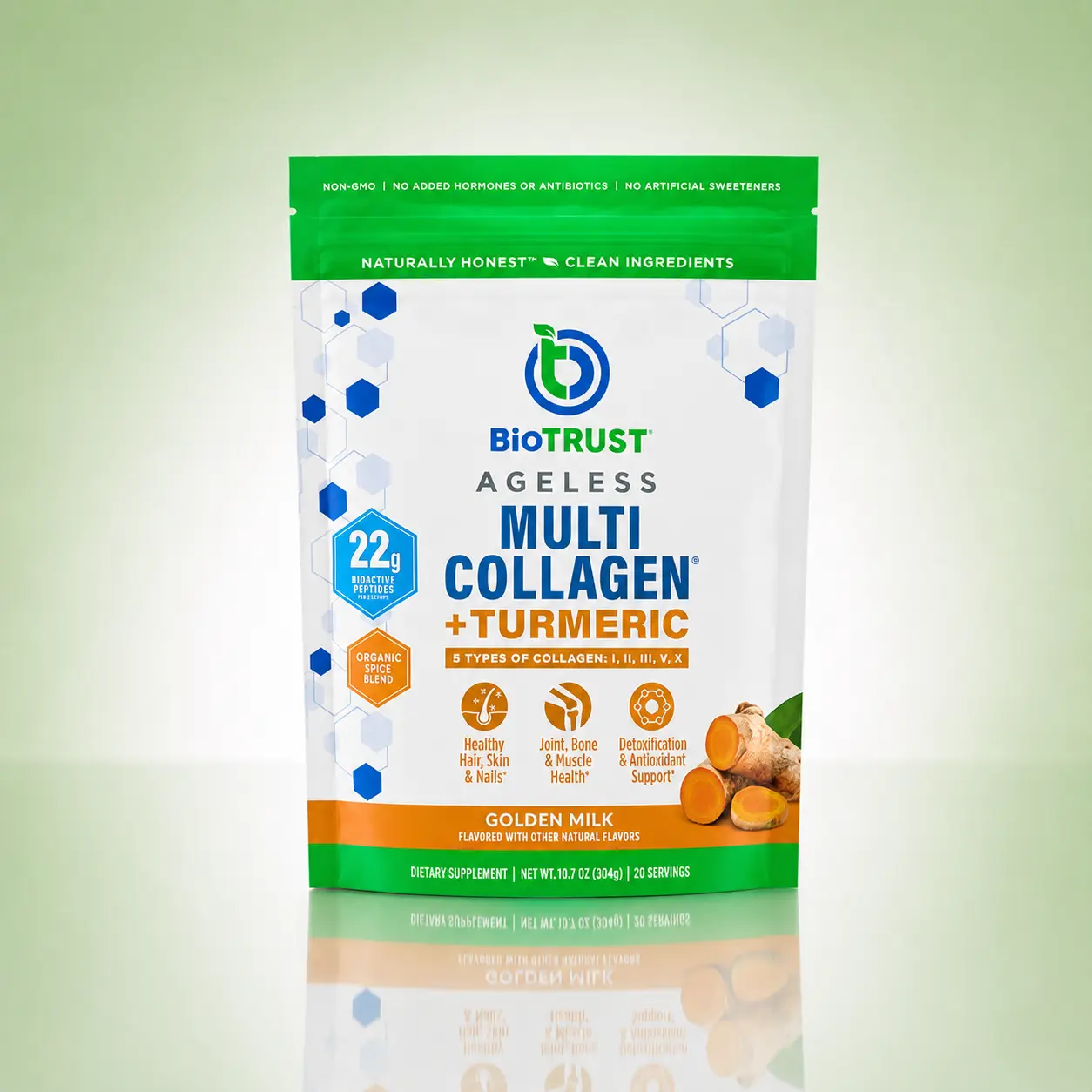 BioTRUST Ageless Multi Collagen + Turmeric – 5-Type Collagen Peptides for Joint Comfort, Skin & Hair