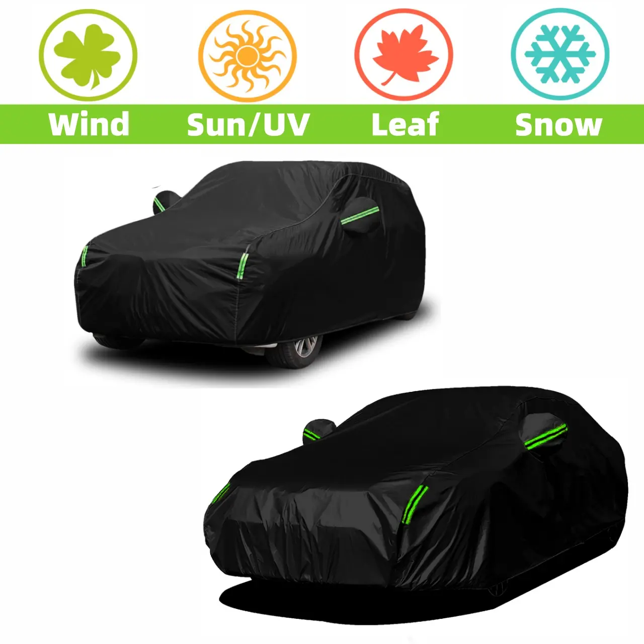 Full-Body Waterproof Car Cover - Dustproof, UV-Blocking, Easy Installation, Tool-Free Setup Saves Your Time, Car Sun Protection, Waterproof Shield for Rainy Parking, Elastic Band, Guards Against Bird Droppings & Scratches, for Garage & Outdoor Use