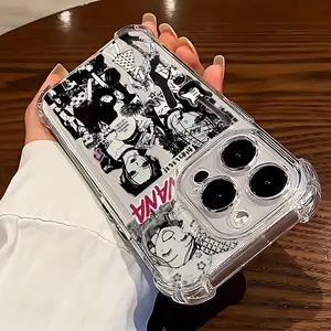 Anime Oosaki Nana Phone Case Compatible with Iphone 16, 15, 14, 13, 12, 11 Pro Max, X, XR, XS Max, 8, 7 Plus, Featuring a Transparent Soft Back for Drop Protection.