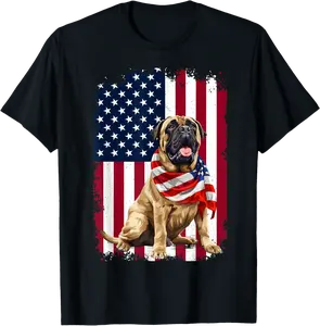 English Mastiff American Flag 4th Of July English Mastiff T-Shirt - Kendallha Shop 40B0D75WKHS2
