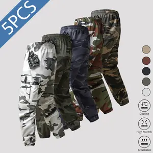 Tactical Camo Pants | Elastic Waist Cargo Trousers for Outdoor Adventure | Hiking Climbing Fishing Essentials Menswear Stretch Man Camouflage