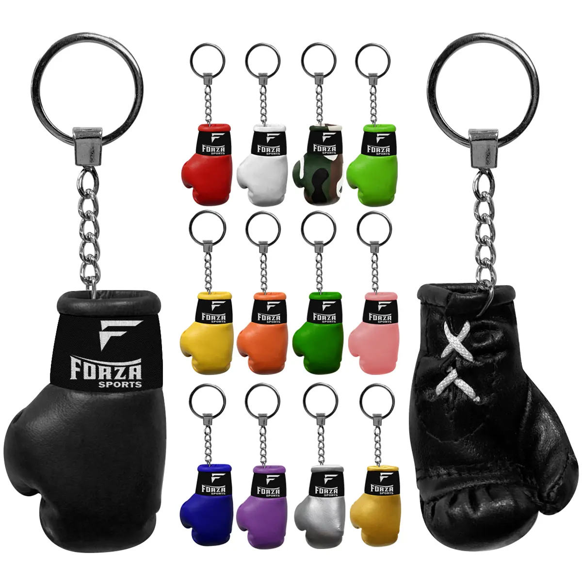 Forza Sports Mini Boxing Glove Keychain, Faux Leather Solid Keychain for Purse, Gym Bag, 1x6x9" Fashion Accessory