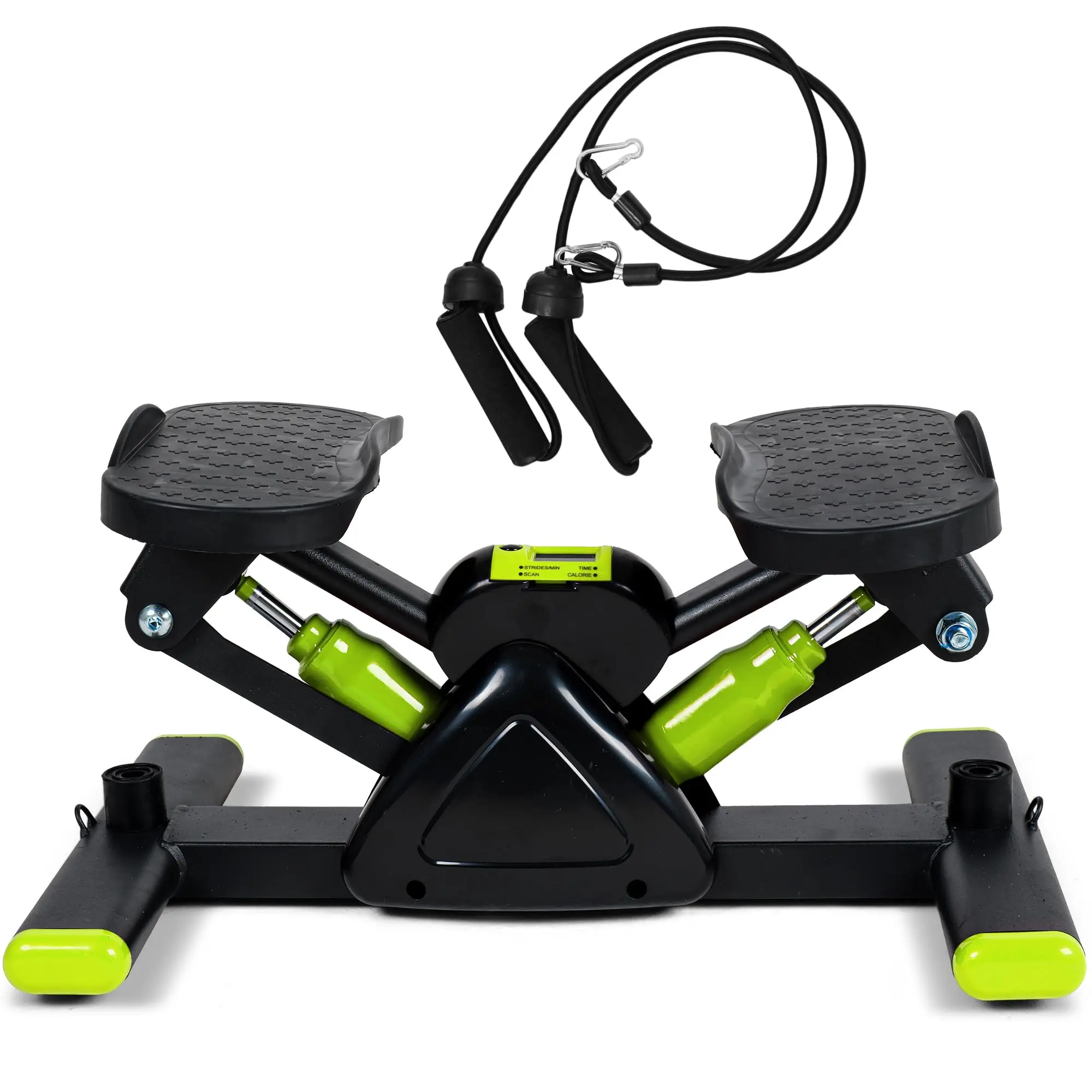Compact Unisex Mini Hydraulic Stair Stepper - 300LBS Load Home Fitness Machine with Resistance Bands, LCD Monitor, Up-Down Motion Cross Trainer for Full Body Fit Cardio, Back Extension, Waist Twist, Core Ab Exercises