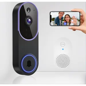 Smart 1080P Video Doorbell Camera with Doorbell Receiver – AI Human Detection, 2-Way Audio & Night Vision, Live View via Smartphone.2.4GHz WiFi, Optional Cloud Storage – No Monthly Fee Required for Local Alerts!Complete Home Security Kit