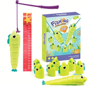 Retractable Fish Toy Set - Tabletop Fishing Game with 2 Rods and 8 Surprise Fish (4 Sizes), Interactive Preschool Learning Toys, Family Game Night, Preschool Math Fun, Pretend Play Set