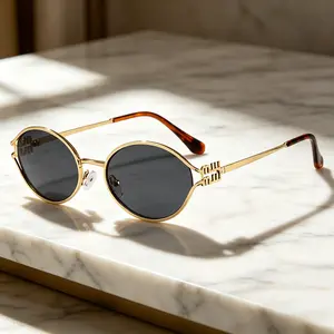 Retro Vintage Oval Sunglasses Trendy Gold Frame Lightweight Comfortable Premium Sunnies for Women Men Timeless Classic Fashion Shades Ideal for Beach Party Travel Daily Outfits All Occasions