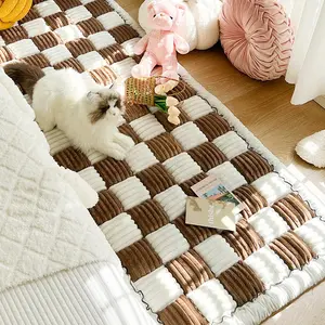 Plaid Pattern Pet Mat, Non-slip & Soft & Comfortable Pet Sofa Mat, Pet Supplies for Indoor Home Use