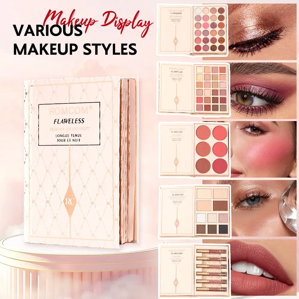 Magic Makeup Book, Complete Makeup Palette Set Including Eye Shadow, Lip Gloss, Powder Blush & Highlighter, Ideal Gift for Women, Holiday Party Glam Set, Glamour Set, Makeup Gift Sets