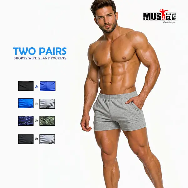 Men's 3-in Inseam Cotton Athletic Shorts - Lightweight Soft Stretch Gym Shorts with Slant Pockets for Running Workouts, Running Workout Shorts