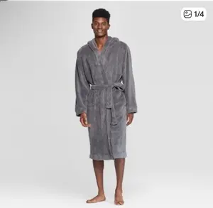Mens Game of Thrones Stark Logo Robe Menswear Loungewear Nightwear Long Sleeve Soft Grey Tie