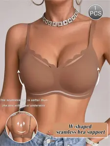Women's Minimalist Comfortable Seamles Jelly Gel Wirefree Bra With Non-Deachable Padded Bra Wireless Push Up