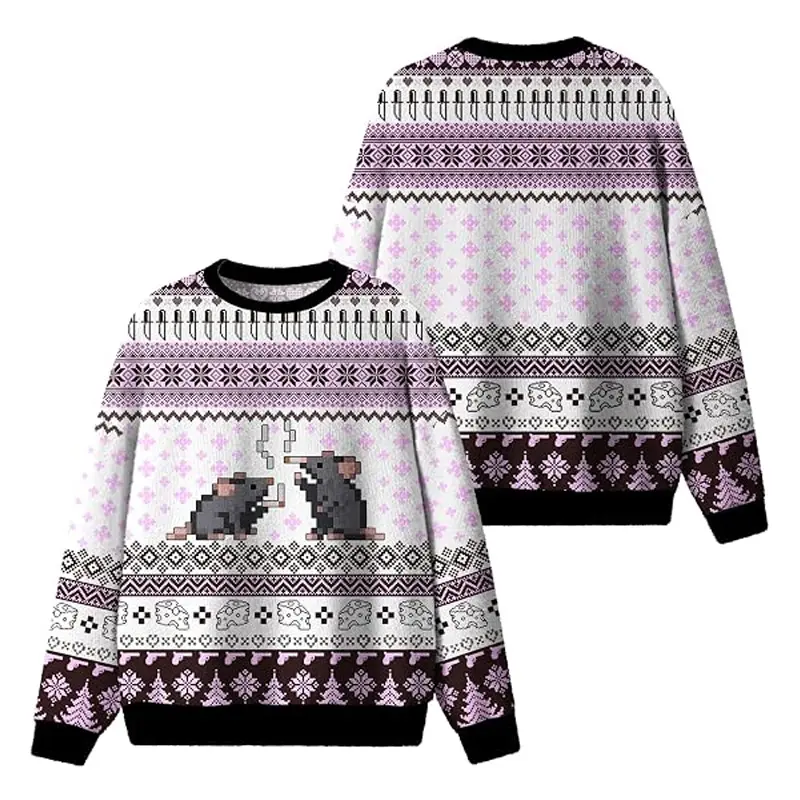 Smoking Rats Y2K Christmas Knit Sweatshirt Cherrykitten