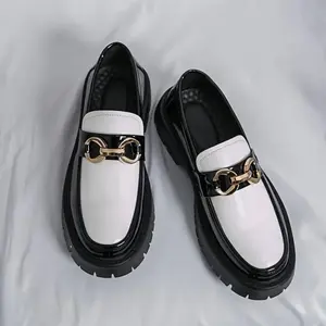 Men’s Height-Increasing Bit Loafers – Gloss Black Driving Shoes | Breathable Leather Slip-Ons for Business Casual & Office Footwear