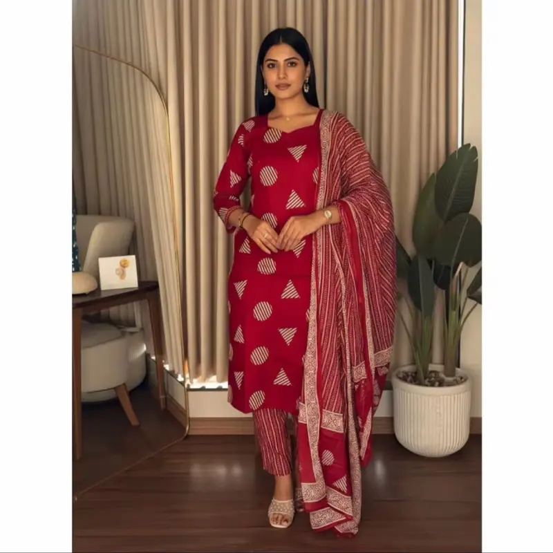 Women's Printed Cotton Kurta Set