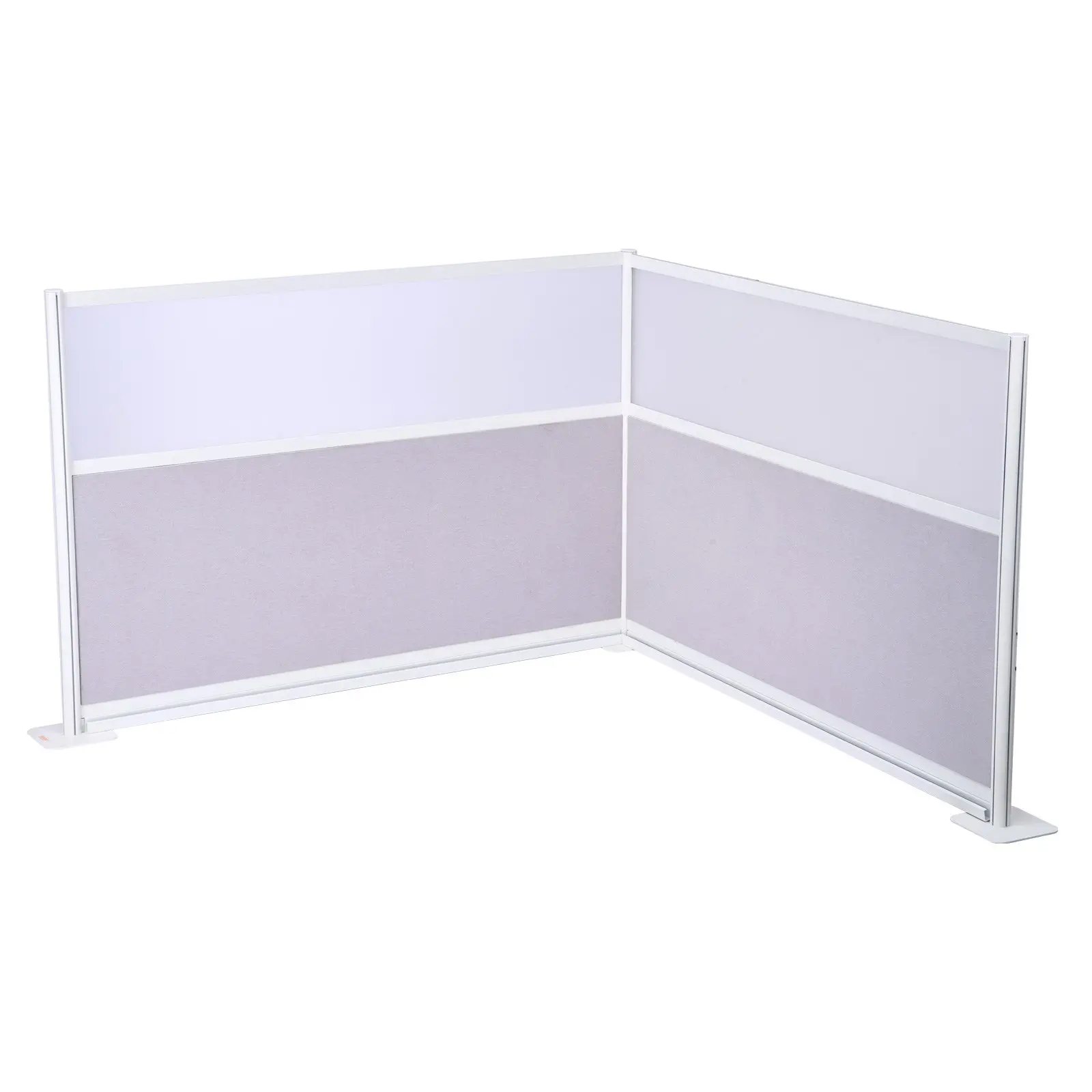 VEVOR Office Privacy Wall Dividers, 2-Pack 72x48in Freestanding L-Shaped PET Panels with Frosted Acrylic Windows, Neutral Anti-Collide Workstation Cubicle Partitions for Office School