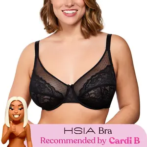 HSIA Enchante Floral Lace Unlined Comfort Unpadded Full Coverage Plus Size Underwire Bra