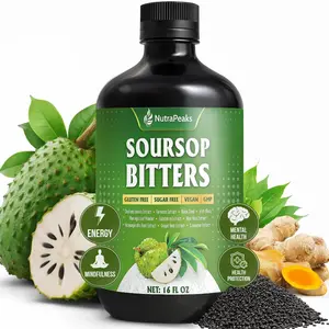 Soursop Bitters Liquid – Herbal Detox Formula with Soursop, Turmeric, Moringa & Black Seed by NutraPeaks – Supports Immune Health & Digestive Balance – 16 fl oz