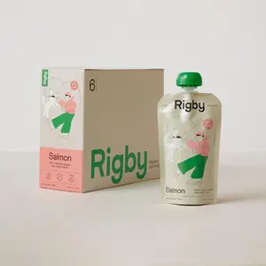 Rigby Organic Salmon Squeeze Pouch Treat For Dogs - 6 Pack - Low Calorie Snack with Kabocha Squash Green Beans & Olive Oil - Perfect for Training Meal Topping & On-The-Go Adventures