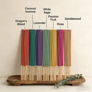 Handmade Bamboo Incense Sticks, Scented Home Fragrances, Home Fragrance Products, 7 Fresh Low Powder Scents, Fruit Floral Herbal Aromas, Includes Passionfruit Rose Lavender Sandalwood Coconut