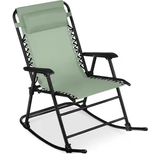 Best Choice Products Folding Outdoor Zero Gravity Rocking Lounge Chair w/ Headrest Pillow