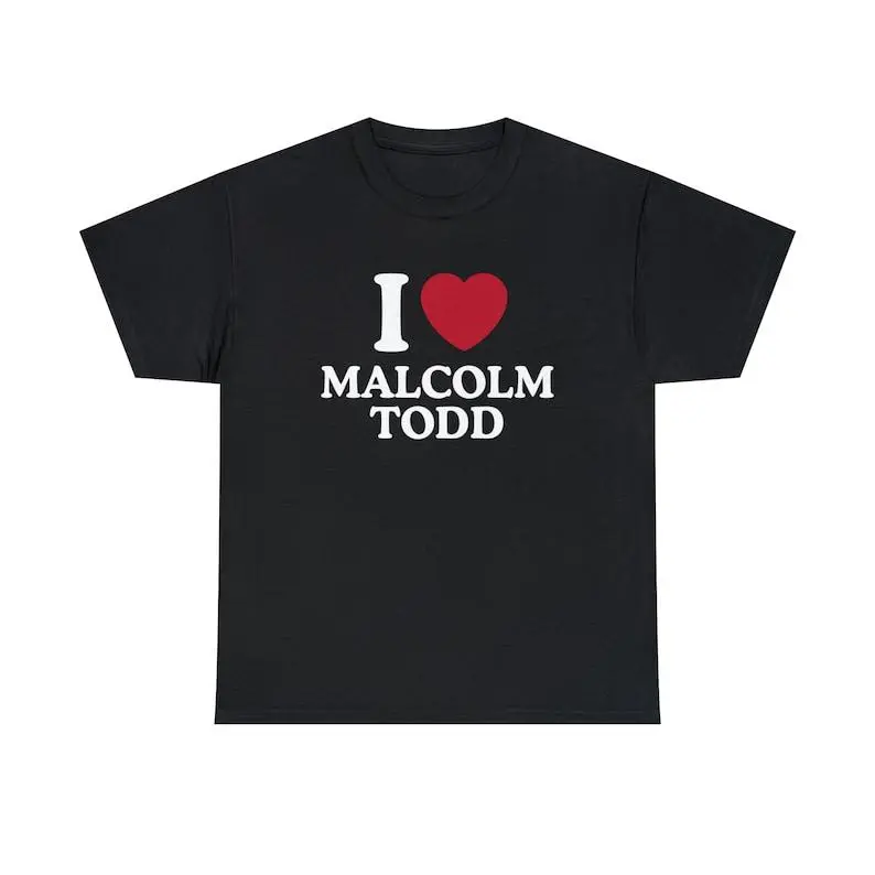 Unisex Cotton T-Shirt with 'I Love Malcolm Todd' Graphic, Relaxed Fit Short Sleeve Top for Casual Everyday Wear