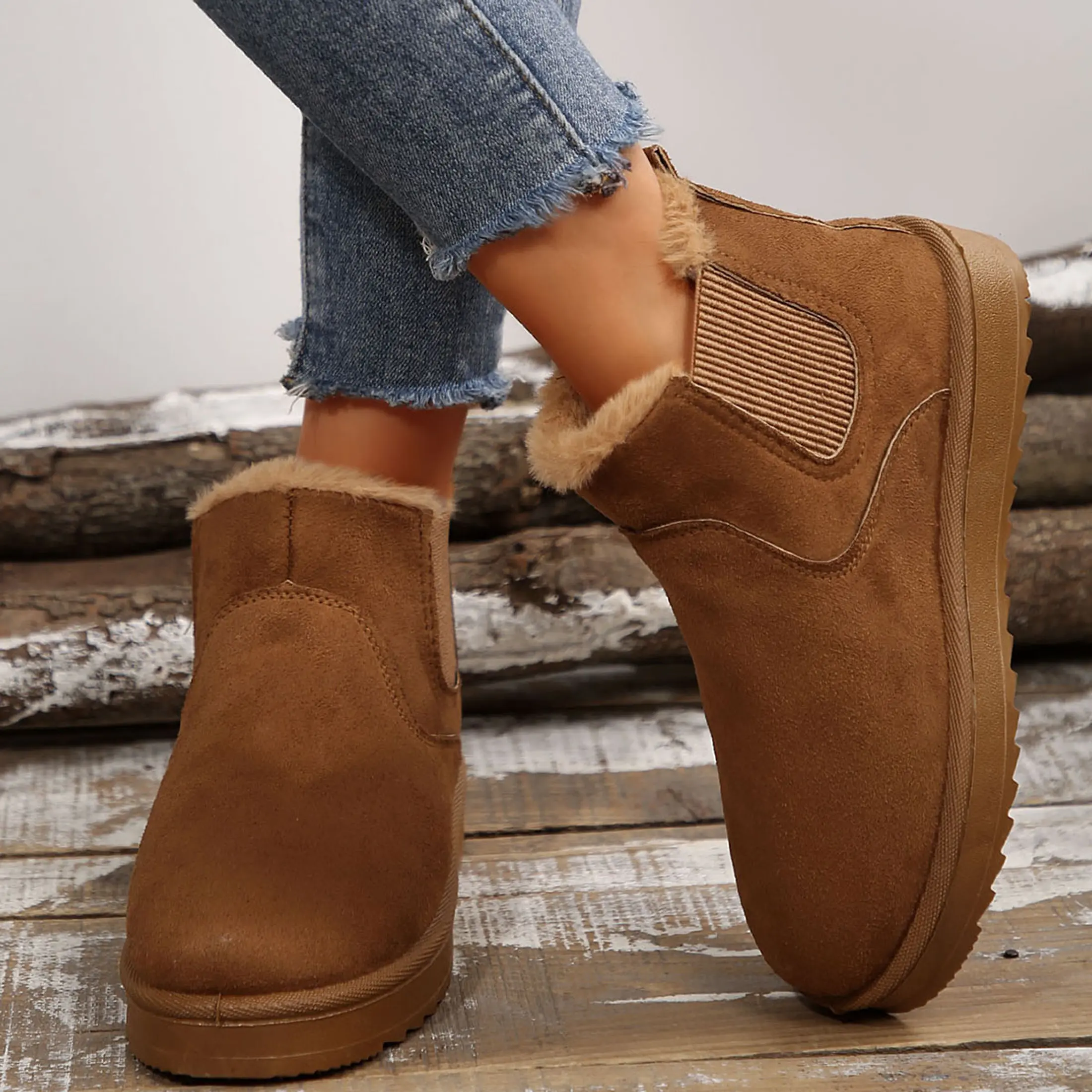 Women's Snow Boots with Plush Lining - Winter Must - Have Mini Snow Boots Winter Warm Indoor Outdoor Shoes Footwear
