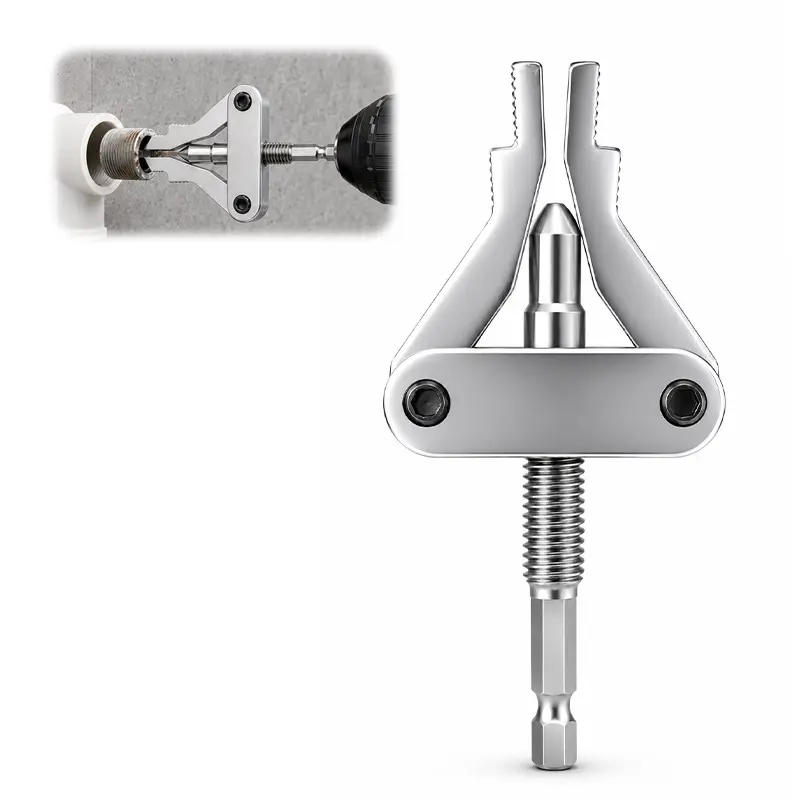 GJAHSH  Universal Broken Pipe Extractor for 1/2", 3/4", and 1" Pipes, Adjustable Jaw Design with Hex Shank for Power Drills and Manual Use, Damaged Screw and Faucet Remover