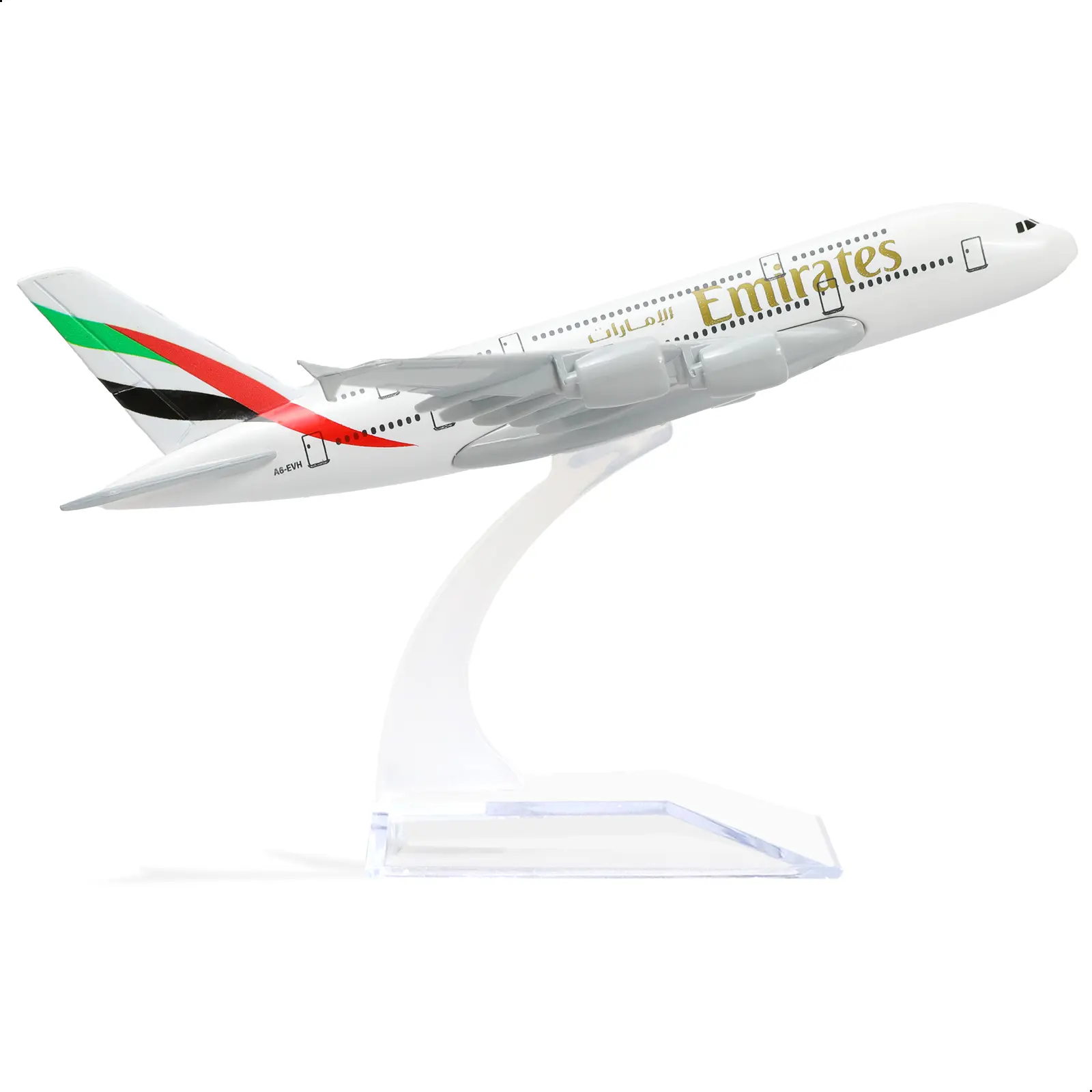 Diecast Collectible Airbus A380 1:400 Emirates Diecast Metal Airplane Model with Stand - SkyJumbo Airliner Alloy Kit for Aviation Enthusiasts Display Collection or Gift