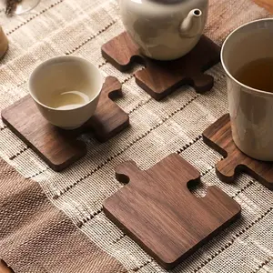 1pc Puzzle Shaped Wooden Mat - Protects Tabletops and Enhances Home Decor with Natural Wood Coaster for Drinks, Beverages, Beer, and Coffee, Wooden Coasters