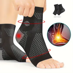 2pcs High-Performance Ankle Compression Sleeves - Stabilizing Arch Support, Open Toe Design, Reinforced Breathable Mesh for Sports Stability, Snug Fit for Fitness Enthusiasts, Daily Activities