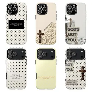 Polka Dot Christian Bible Verse Phone Case | Coquette Faith Aesthetic,Compatible for iPhone 16 15 14 13 12 11 17Pro Max,for Samsung S25 S24 S23 S22 Ultra,Durable Dual-Layer design phone cover,Perfect Gift for Her