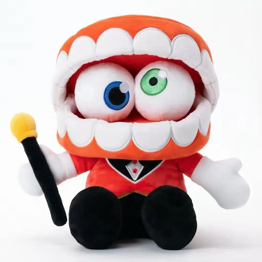 The Amazing Digital Circus Caine Plush Toy, Cartoon Ringmaster Caine Stuffed Doll, Big Mouth Heterochromatic Eyes Game Character Plushie, TADC Fan Collectible Plush, Kids Bedroom Sofa Home Decor Ornament Birthday Party Gift