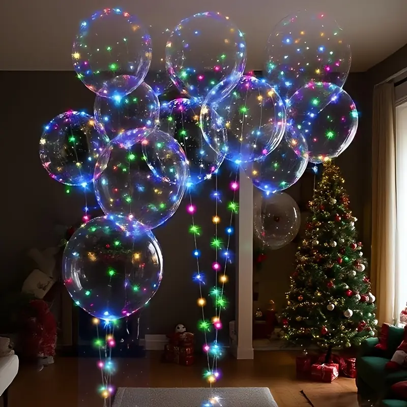 20pcs (10pcs LED Lights with 10pcs 20inch LED Light Up Bobo Balloons)String Lights Transparent Balloons for Birthday Wedding Christmas Party Easter Mother's Day Graduation Decor Decorations. Battery Powered AA (Battery Not Included)