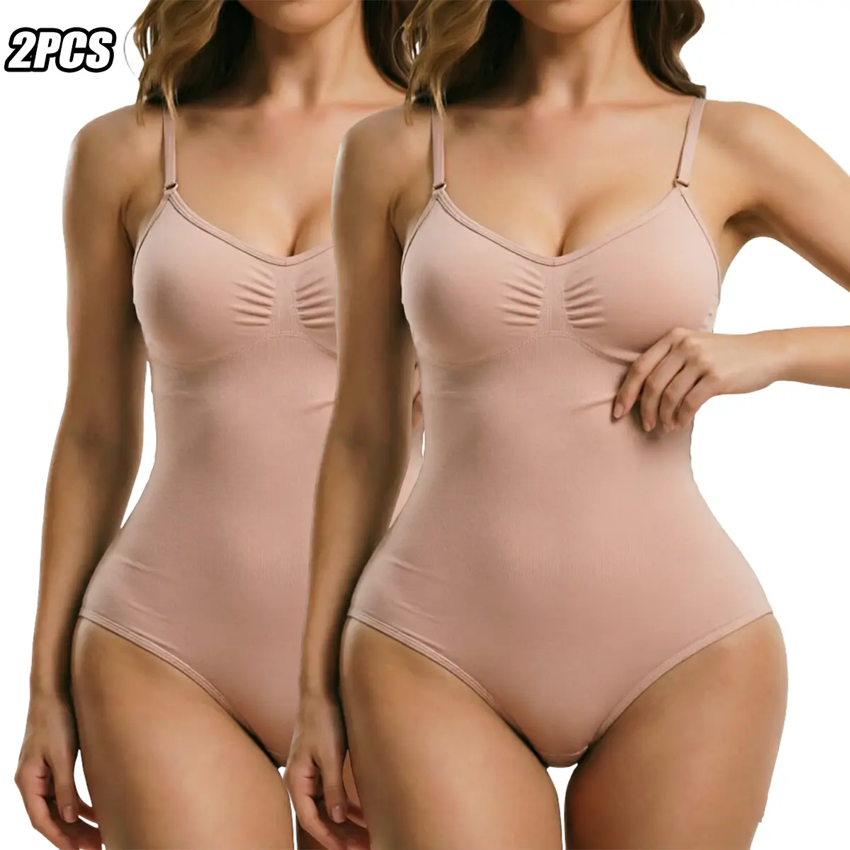 Women's Minimalist 2-Piece Shapewear Bodysuit Set - Soft Skin-Friendly Fabric, Strong Tummy & Waist Shaping, Roll-Resistant Edges, Ideal for Formal Outfits & Everyday Wear