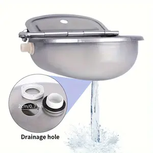 1pcLarge Stainless Steel Auto Water Bowl for Livestock Horses Pigs Sheep Dogs Outdoor Durable Easy Flow Farm Pet Drinking Bowl Automatic Water Bowl