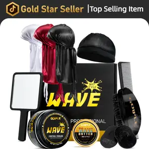 Strong Hold Wave Pomade for Men, 360 WaveTraining Hair Cream Grease Promotes Layered Waves, Silky Shine, Non-Toxic,  High Performance， Brush and Durag Cap Set ，Valentine’s Day Gift for Men