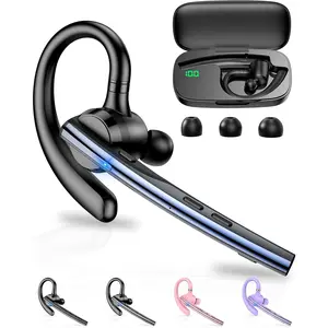 Headset V5.1 72H Talk Time Dual Mic with Mute Button for Business,  Hand-Free  Earpiece with 500mAh  Case for Cell Phone Calls Trucker Driver Laptop